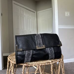 Loungefly Sugar Skull Faux Leather Clutch Purse Black / Grey Folded Bag y2k